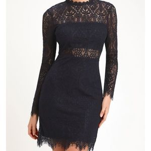 Lulus Appetite for Seduction Long Sleeve Black Lace Dress!